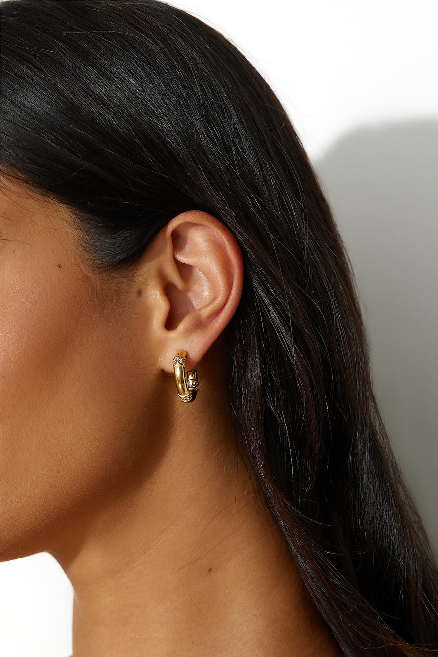 Gold Diamante Hoop Earrings for Women