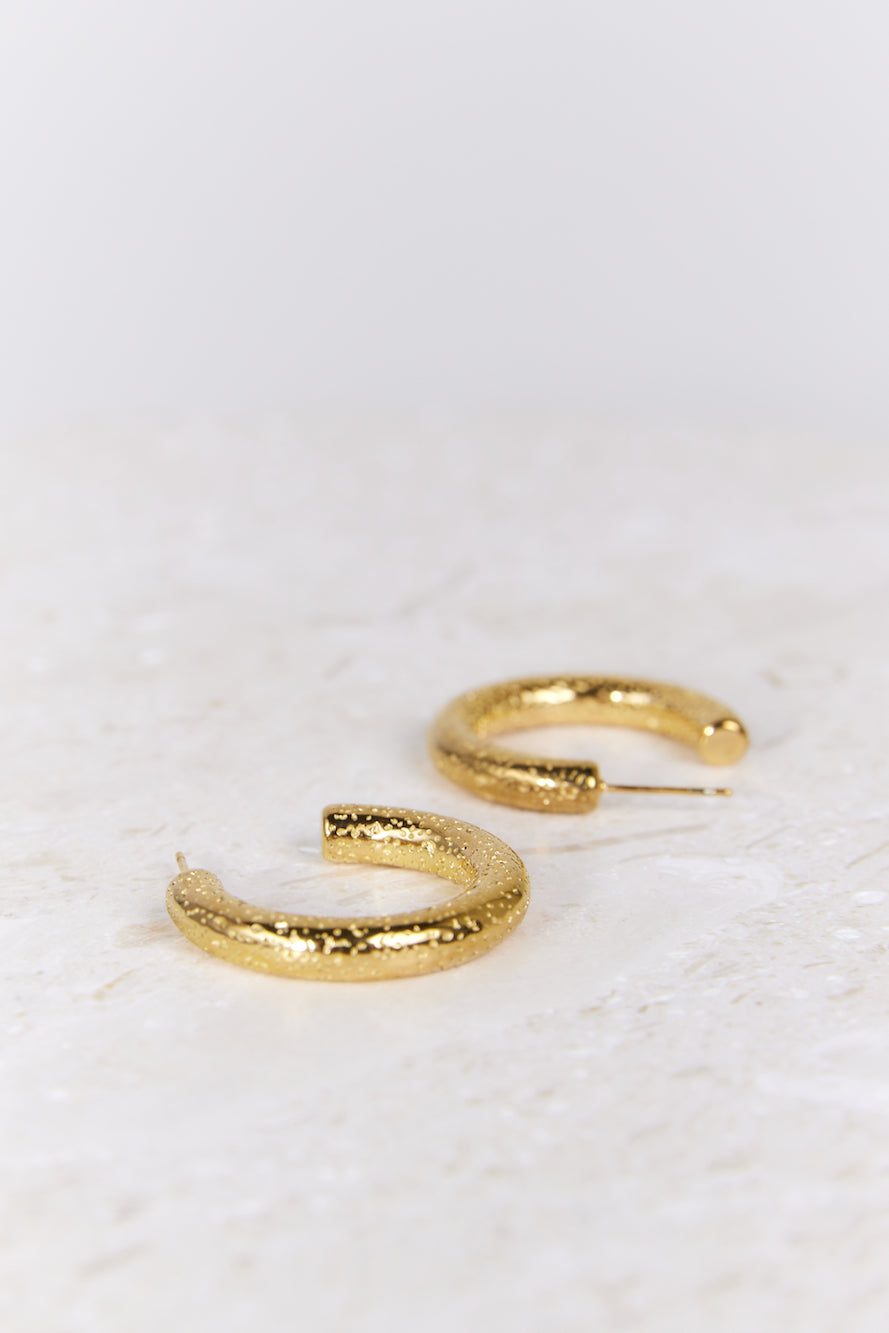 Gold Textured Hoop Earrings for Women