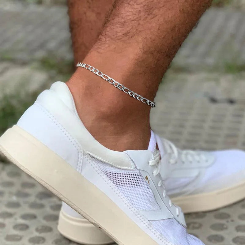 Unisex Stainless Steel Figaro Chain Anklet