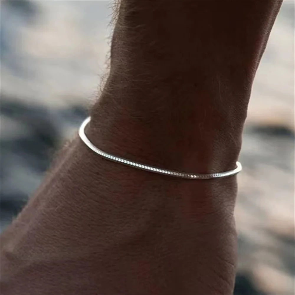 Minimalist Stainless Steel Snake Bone Bracelet