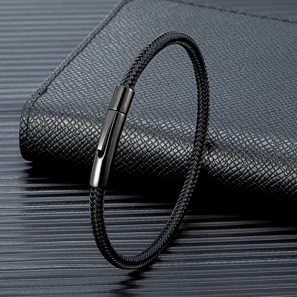 Steel Wire Rope Cuff Bracelet for Men