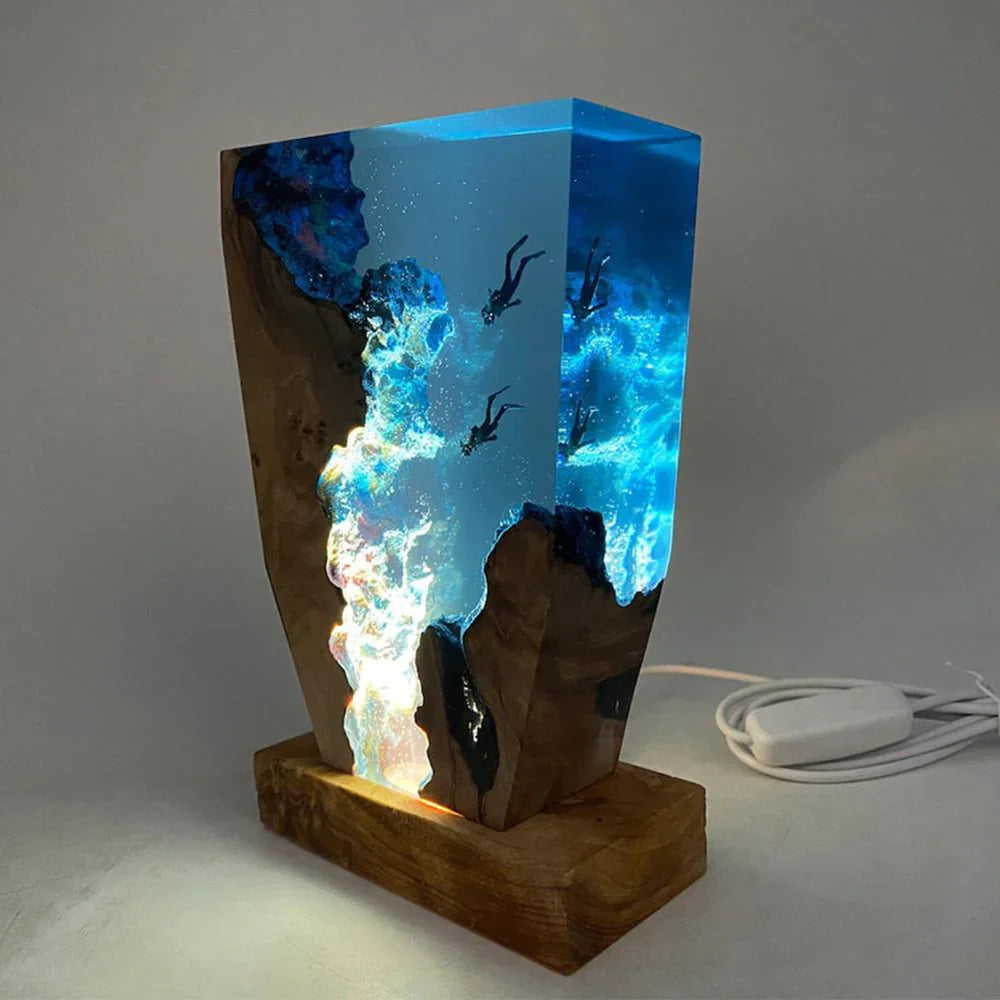 Natural Resin Landscape LED Lamp